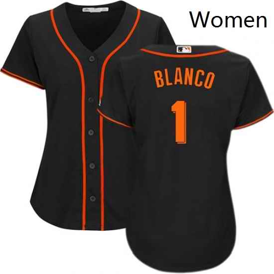 Womens Majestic San Francisco Giants 1 Gregor Blanco Replica Black Alternate Cool Base MLB Jersey